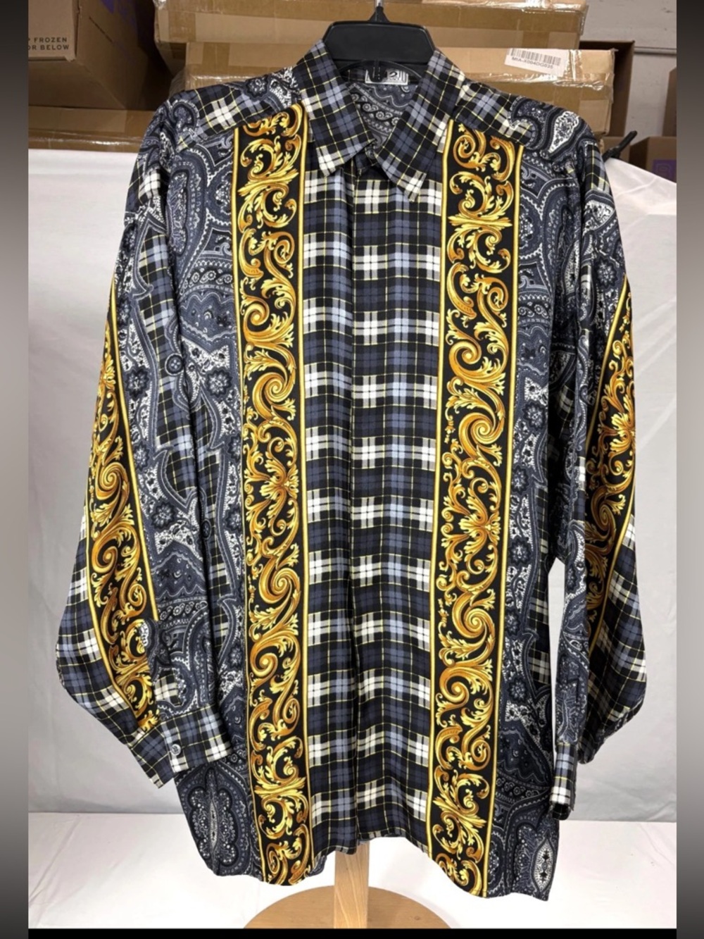 Gianni Versace Paisley Baroque Print Button Up Shirt